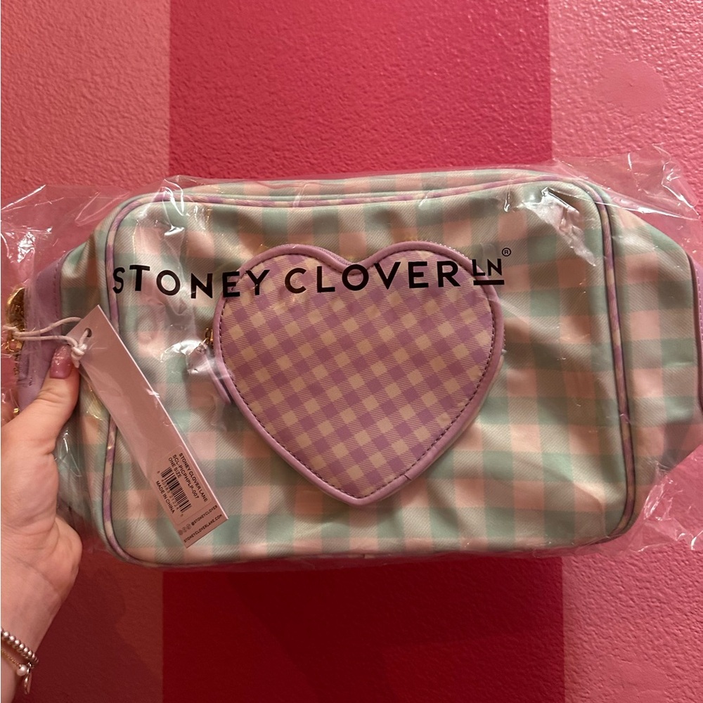 Meadow Picnic Collection Gingham Heart Large Pouch - Stoney Clover Lane NWT